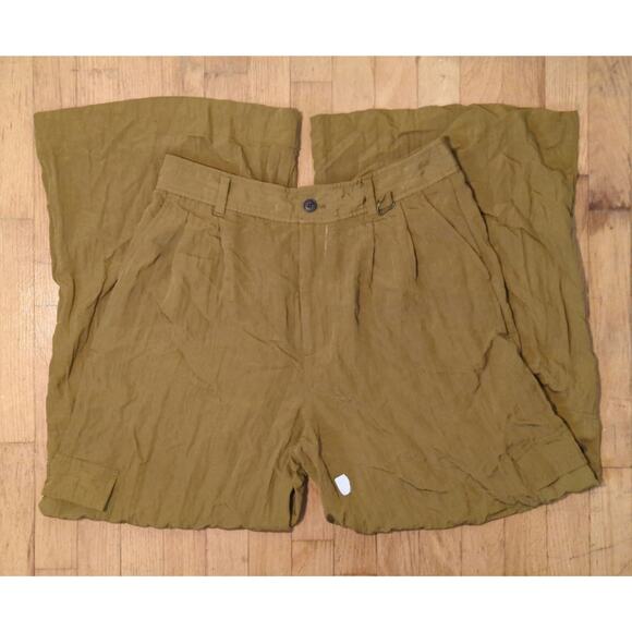 RTR Madewell Green Wide Leg High Rise Pleated Drapey Loose Cargo Pants Size 12 - Picture 3 of 13